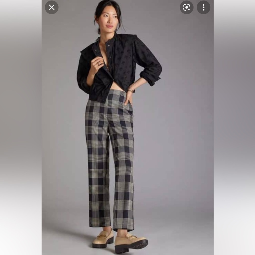 Maeve Black and Tan Plaid Pants